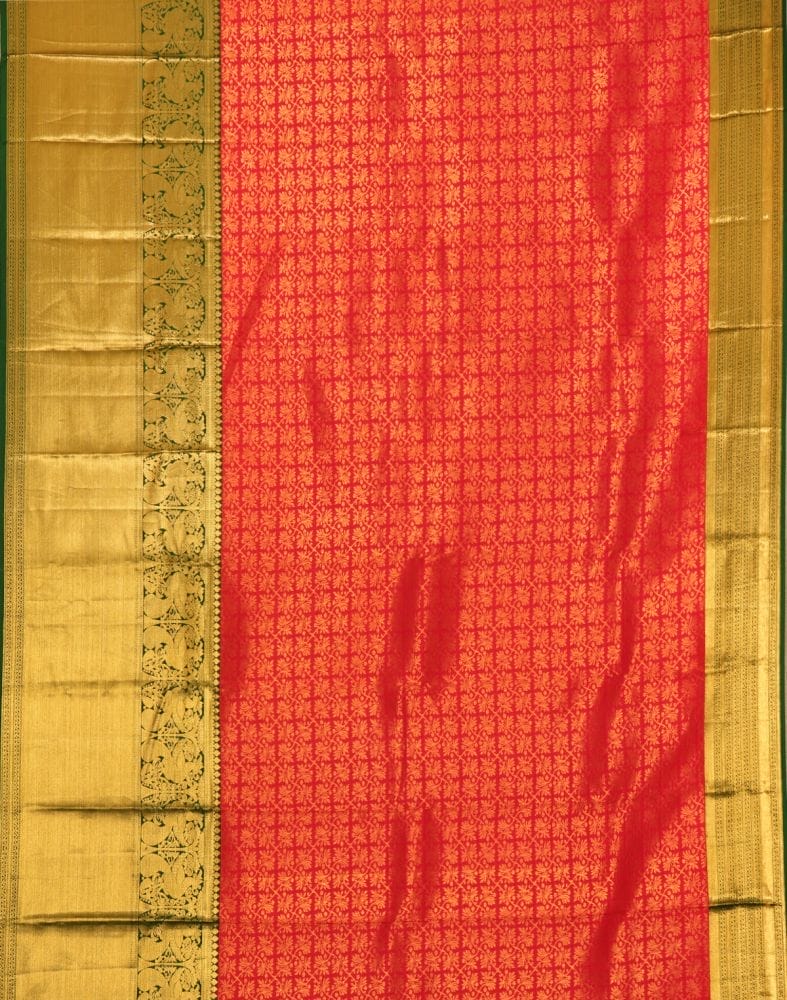 Collection of Red Floral Pure Kanchi Pattu Saree in a gallery layout