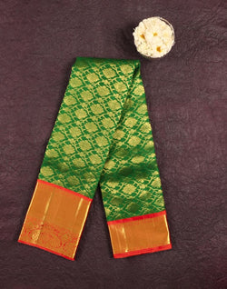 Collection of Floral Pattern Green Coloured Pure Kanchi Pattu Saree in a gallery layout