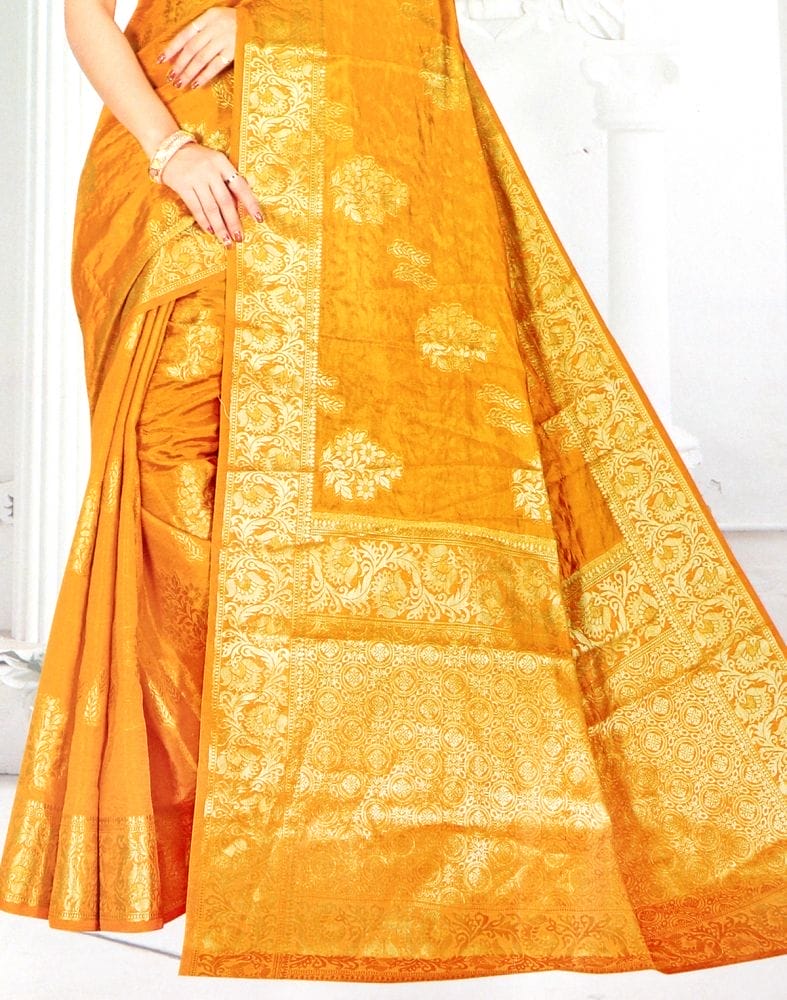 Collection of Mustard Floral Tissue Saree in a gallery layout