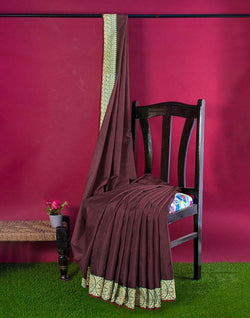 Collection of Maroon Plain Satin Saree in a gallery layout