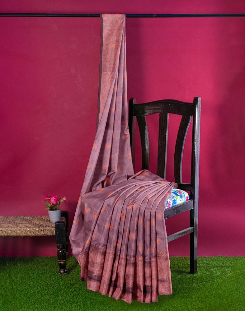 Light Pink Floral Butta Banaras Fancy Saree