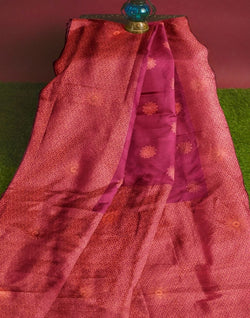 Collection of Maroon Floral Butta Banaras Fancy Saree in a gallery layout