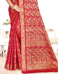 Collection of Pink Coloured Novelty Stones Work Banaras Fancy Saree in a gallery layout