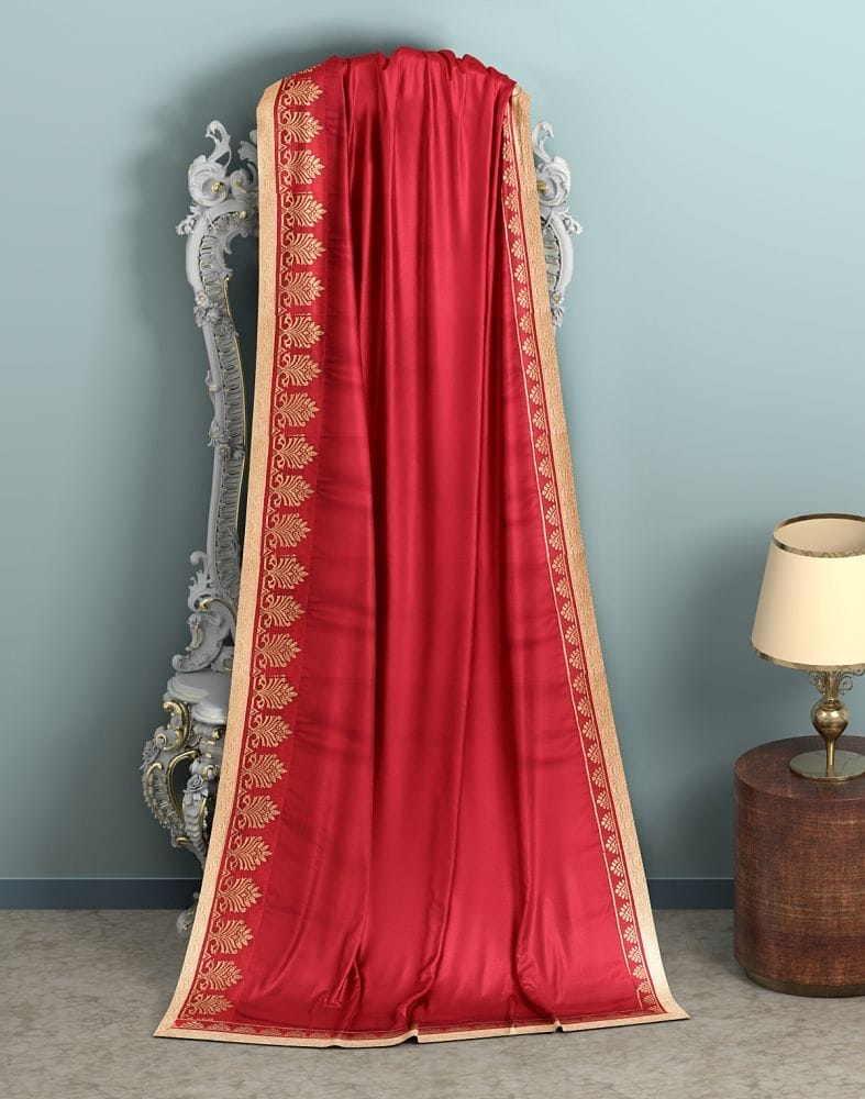 Collection of Red Coloured Plain Crape Saree in a gallery layout