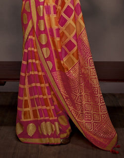 Collection of Orange Coloured Soft Brasso Saree in a gallery layout