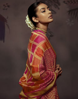 Collection of Orange Coloured Soft Brasso Saree in a gallery layout