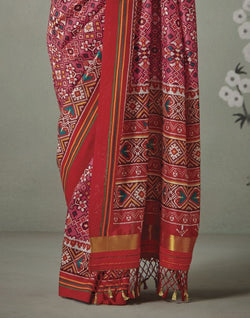 Collection of Light Pink Ikat Print Patan Patola Saree in a gallery layout