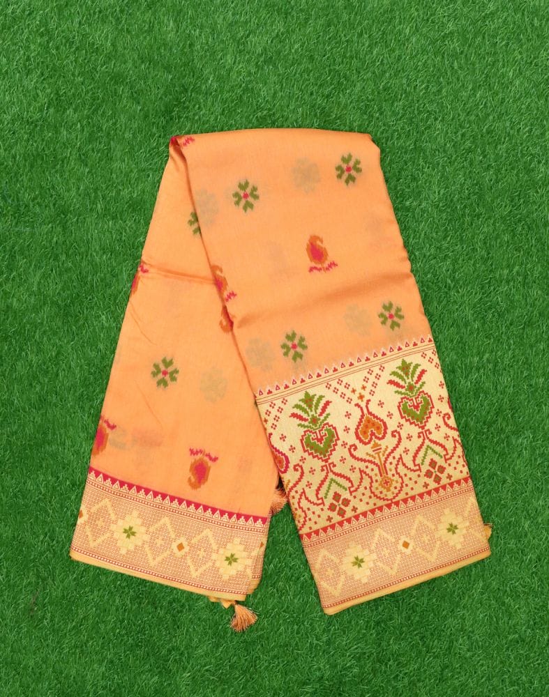 Orange Paisley Weave Chiniya Silk Saree