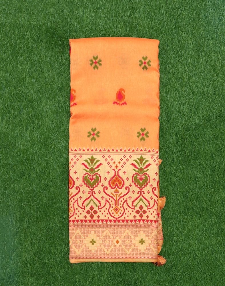 Collection of Orange Paisley Weave Chiniya Silk Saree in a gallery layout