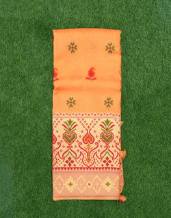 Collection of Orange Paisley Weave Chiniya Silk Saree in a gallery layout