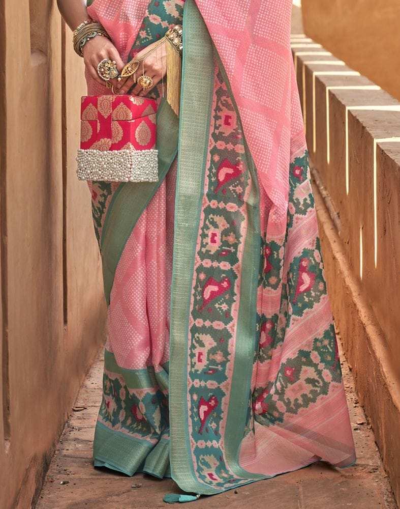 Cotton Silk Fabric Light Pink Colour Saree