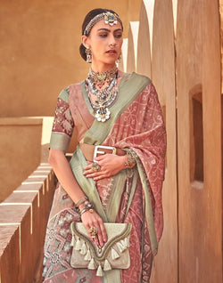 Collection of Copper Light Brown Geometric Cotton Silk Saree in a gallery layout