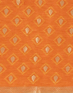 Collection of Orange Floral Pattern Jute Saree in a gallery layout