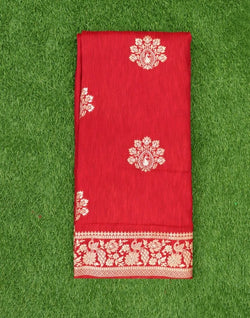 Collection of Red Floral Pattern Jute Saree in a gallery layout