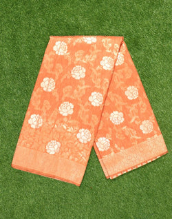 Collection of Orange Floral Banaras Fancy Saree in a gallery layout