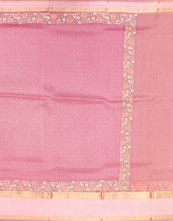 Collection of Pink Plain Embossed work Kora Saree in a gallery layout