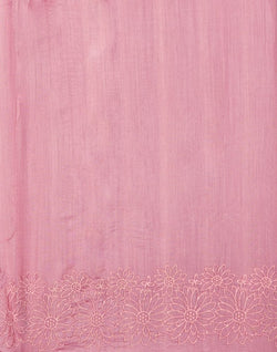 Collection of Peach Coloured Floral Embroidery work Kora Saree in a gallery layout