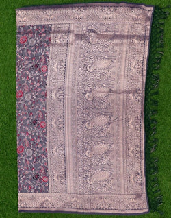 Collection of Dark Grey Paisley Banaras Jute Saree in a gallery layout