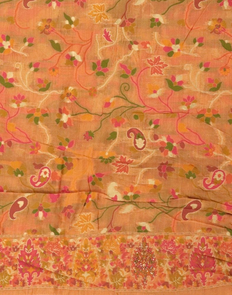 Collection of Light Orange Floral Kora Saree in a gallery layout