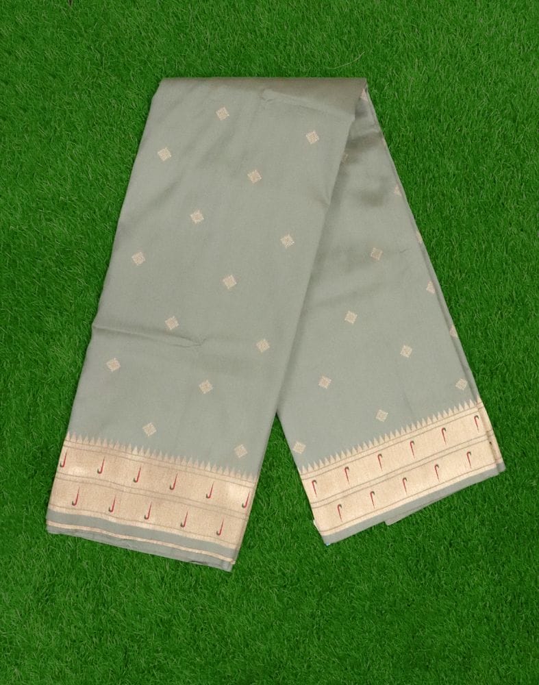 Collection of Grey Butta Banaras Fancy Saree in a gallery layout