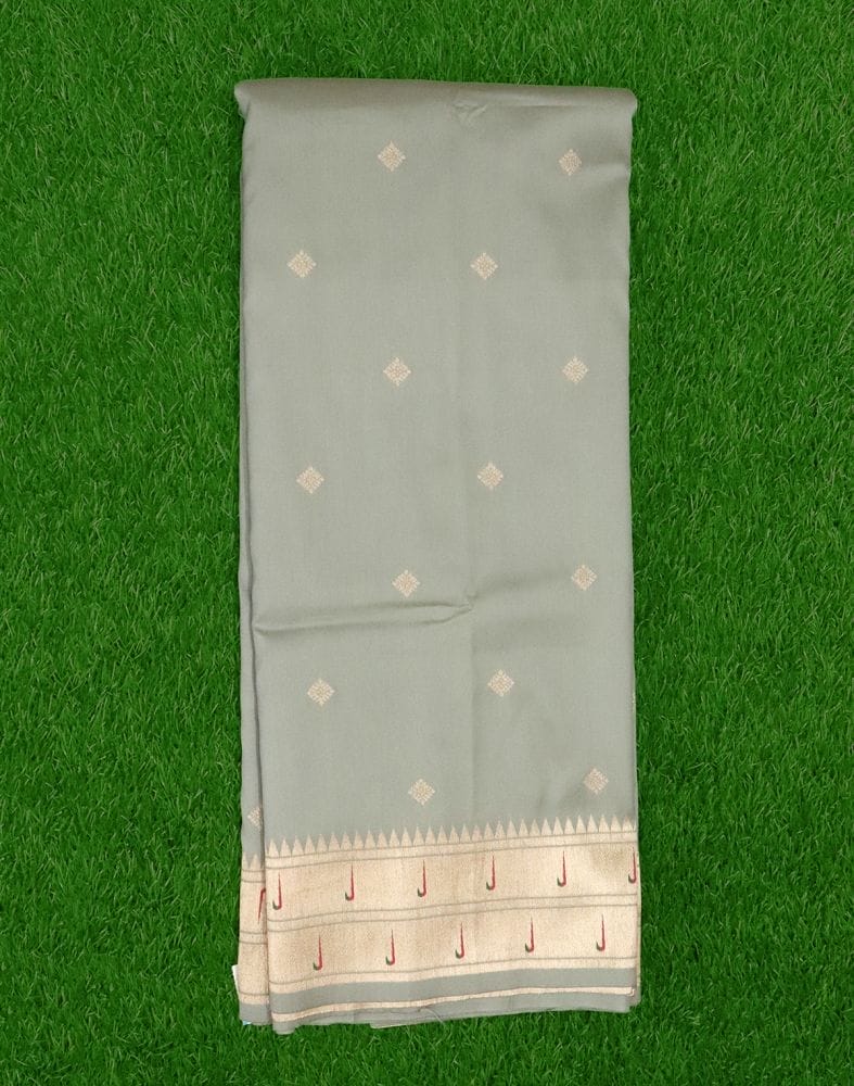 Grey Butta Banaras Fancy Saree