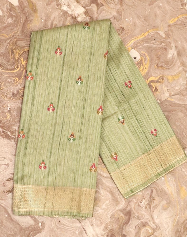 Collection of Light Green Floral Butta Weave Saree in a gallery layout