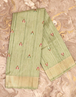 Collection of Light Green Floral Butta Weave Saree in a gallery layout