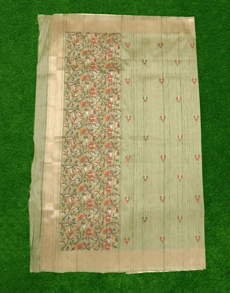 Collection of Light Green Floral Butta Weave Saree in a gallery layout