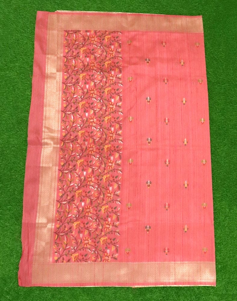 Peach Floral Butta Weave Saree