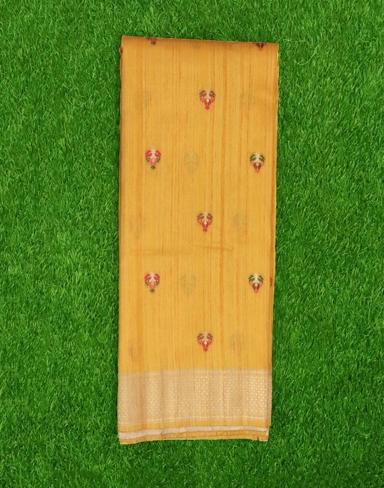 Yellow Floral Butta Weave Saree