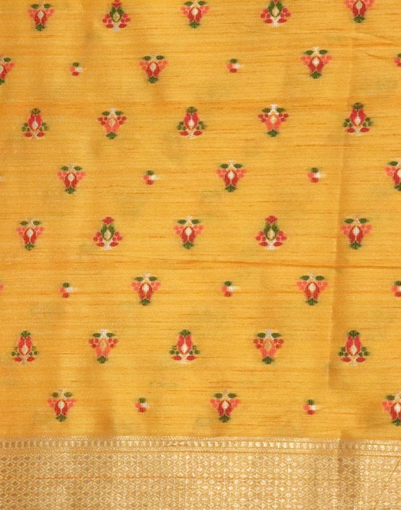 Collection of Yellow Floral Butta Weave Saree in a gallery layout