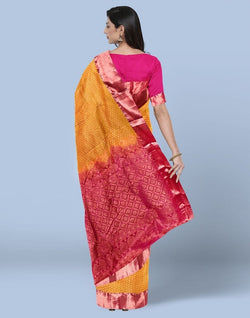 Collection of Mustard Butta Zari Silk Saree in a gallery layout