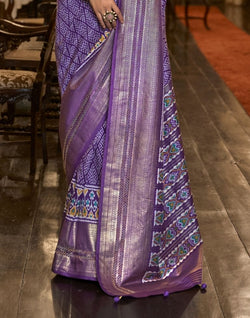 Collection of Purple Geometric Print Param Patola Saree in a gallery layout