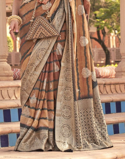 Collection of Brown Ethnic Motifs Printed Patola Silk Saree in a gallery layout