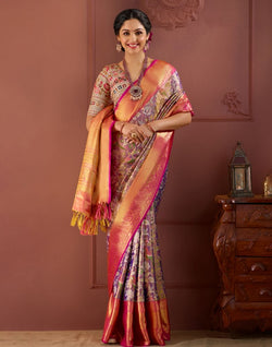 Collection of Purple Coloured double shaded Pure Silk Saree in a gallery layout