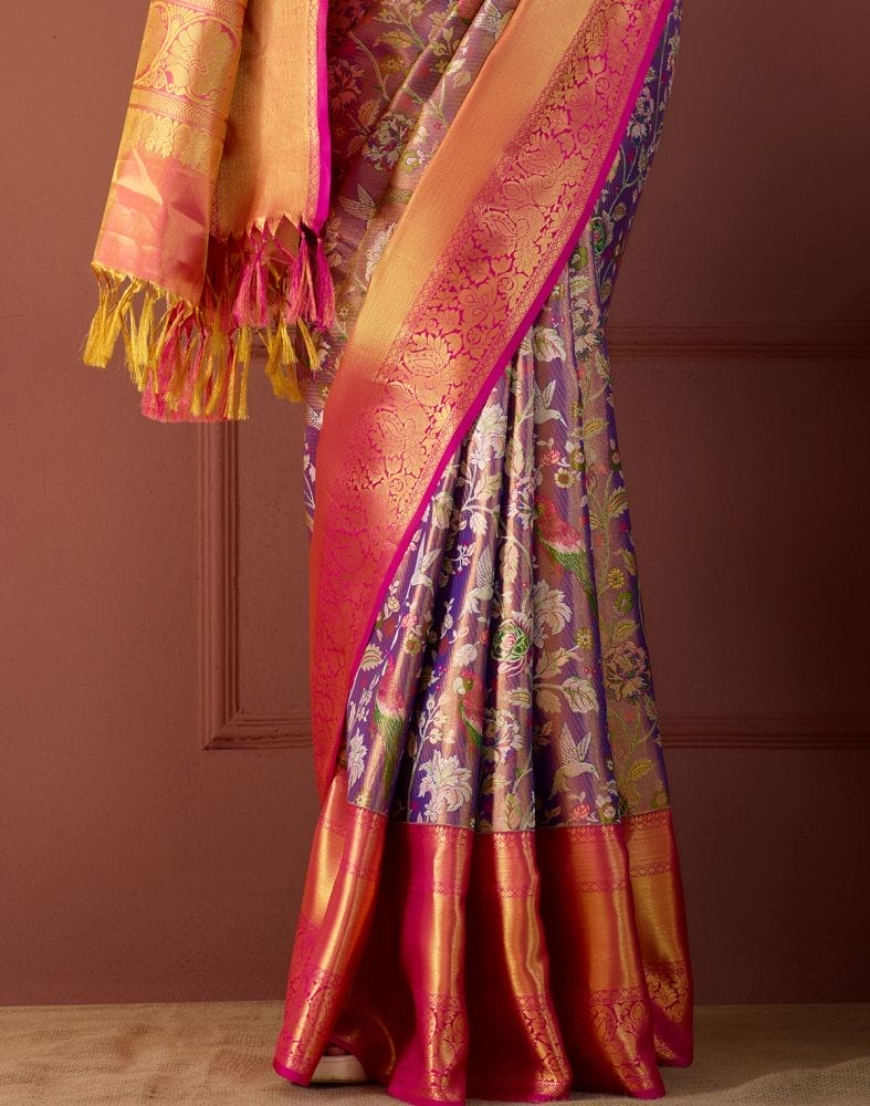 Collection of Purple Coloured double shaded Pure Silk Saree in a gallery layout