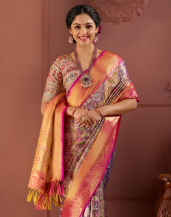 Collection of Purple Coloured double shaded Pure Silk Saree in a gallery layout