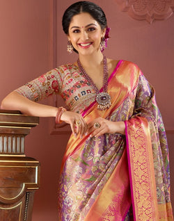 Collection of Purple Coloured double shaded Pure Silk Saree in a gallery layout