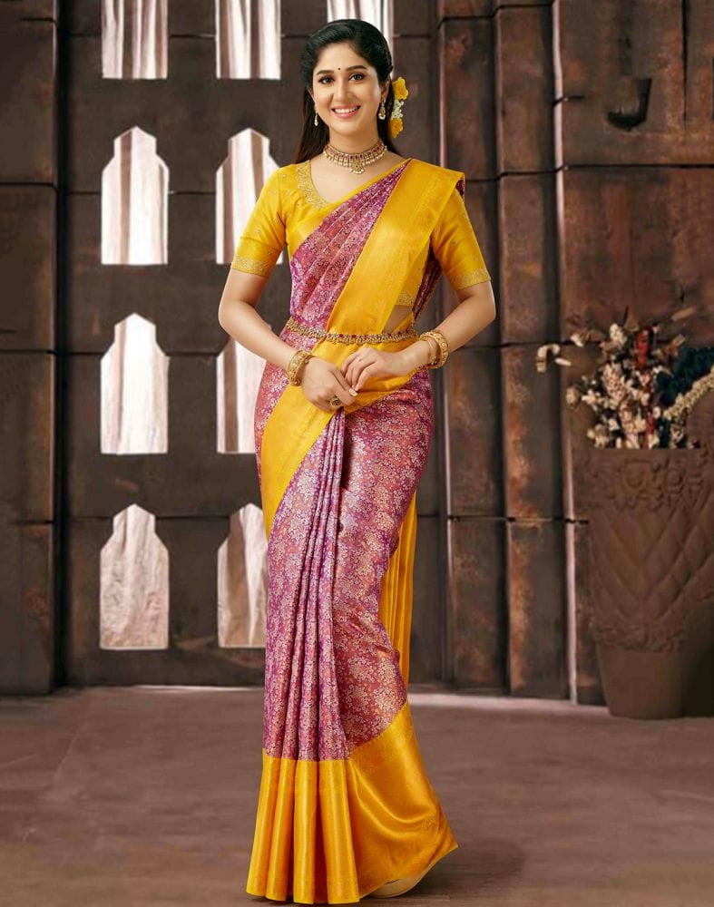 Double Shaded Violet colour Pure Kanchi Pattu Saree