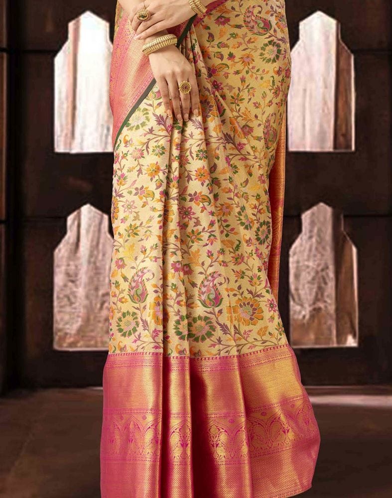 Collection of Luxurious Floral Weave Pure Kanchi Tissue Saree in a gallery layout