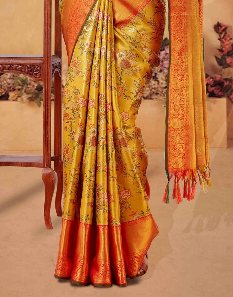 Collection of Luxurious Botanical Design Weave Pure Kanchi Tissue Saree in a gallery layout