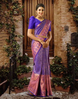 Collection of Exclusive Royal Blue Pure Kanchi Pattu Saree in a gallery layout