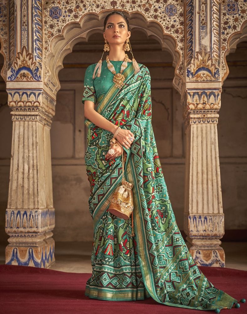 Green Colour all over weaving Saree