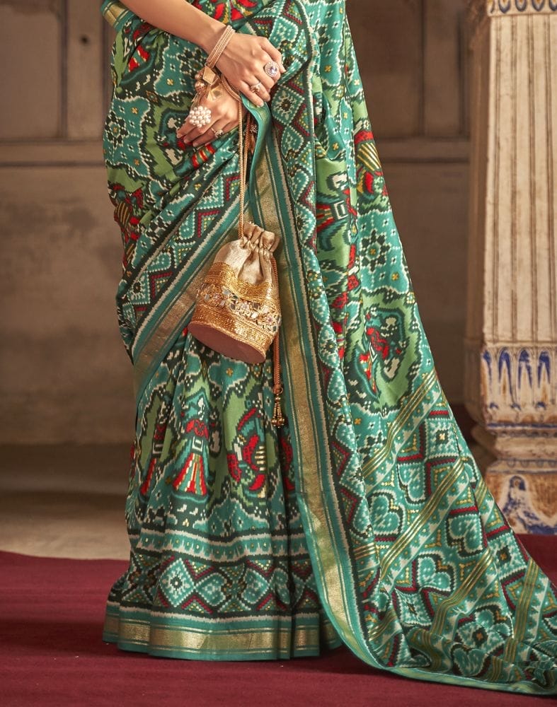 Green Colour all over weaving Saree