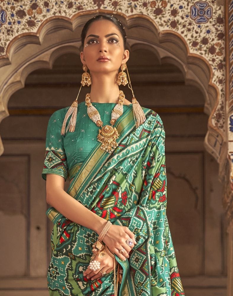 Green Colour all over weaving Saree