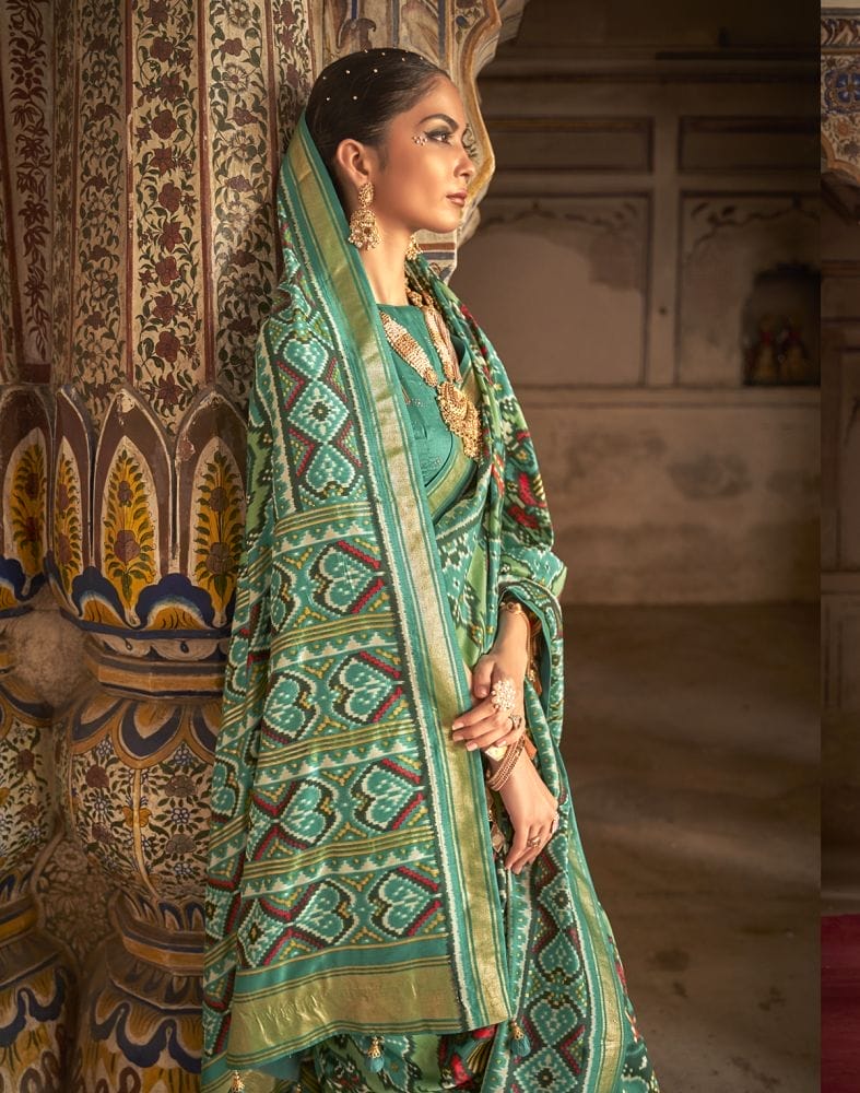 Green Colour all over weaving Saree