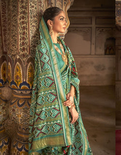 Collection of Green Colour all over weaving Saree in a gallery layout