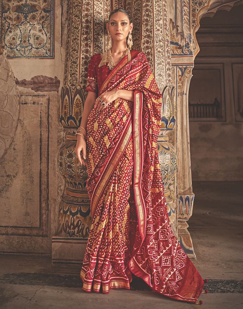 Stylish Multi Color Patola Fabric Saree