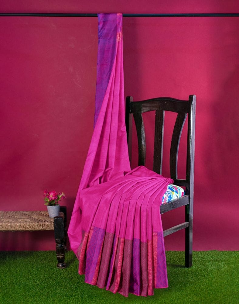 Collection of Dark Pink Uppada Pattu Saree in a gallery layout