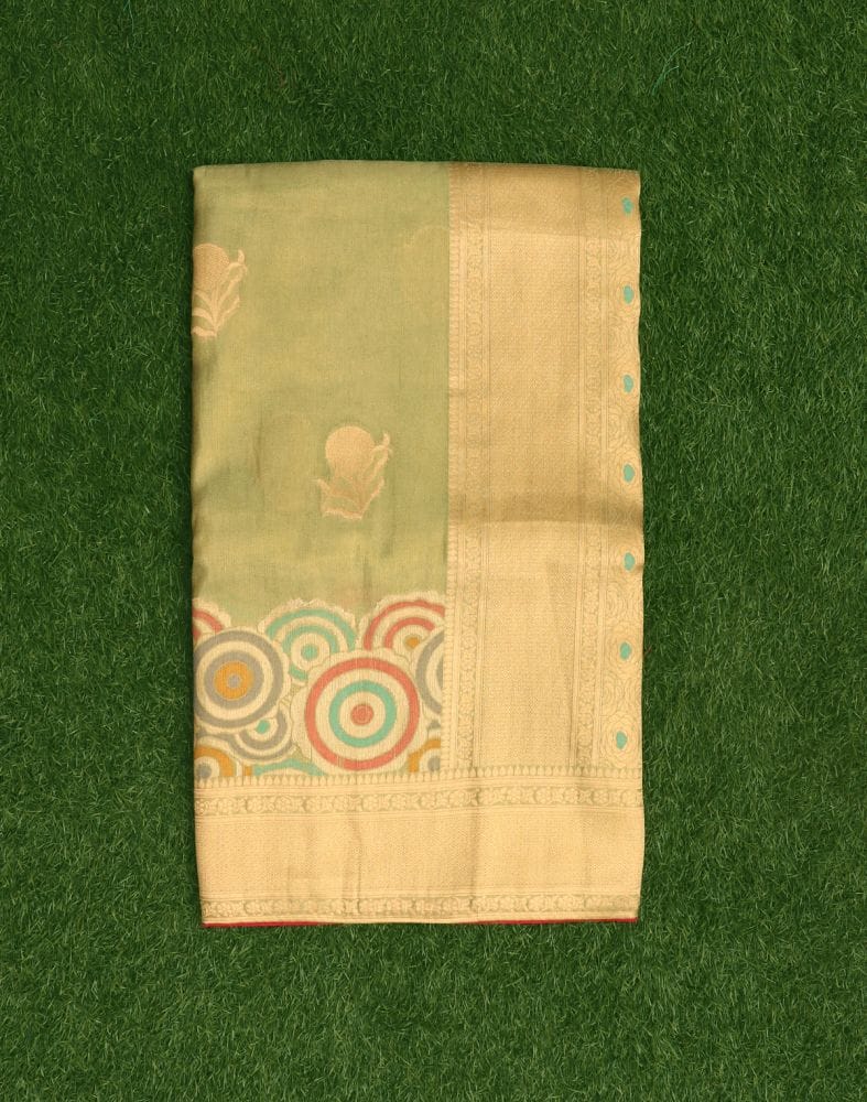 Collection of Light Green Floral Banaras Tissue Saree in a gallery layout